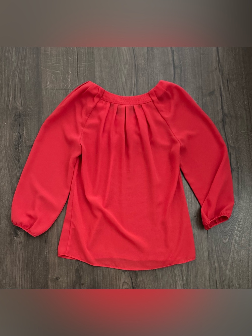 Willi Smith Red/Orange V-Neck Blouse - Picture 3 of 5